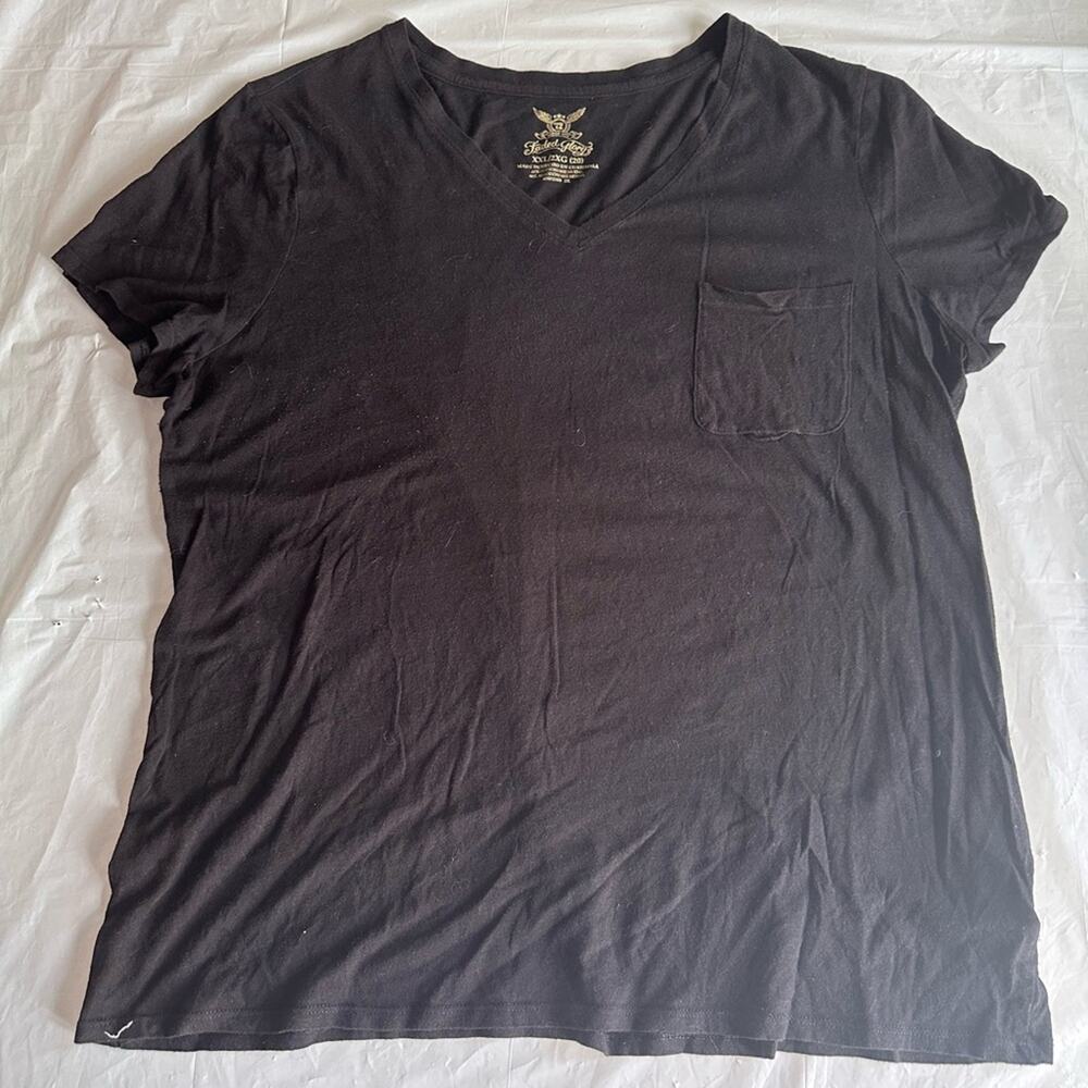 Faded Glory Black V Neck Tee Shirt 2XL